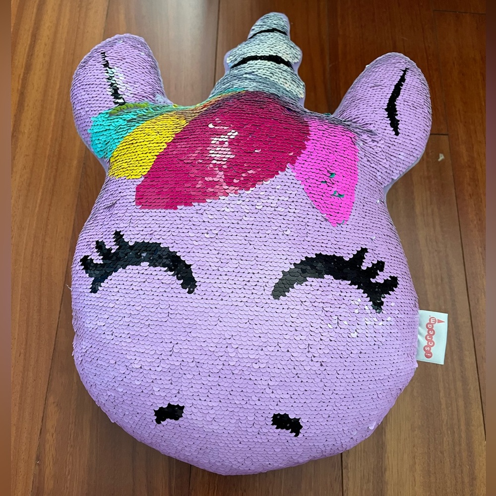 iscream Sweet Unicorn 16” x 12” Reversible Sequin Soft Fleece Back Accent Pillow